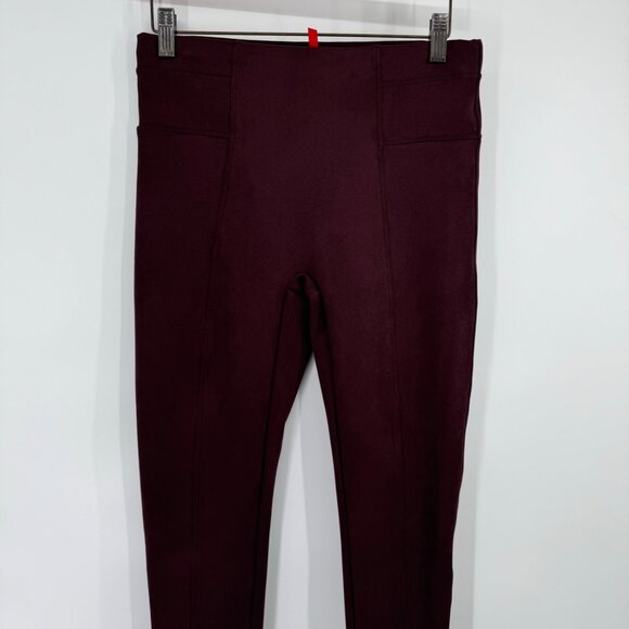 Spanx Womens Burgundy faux suede Leggings size medium slimming - Picture 8 of 14